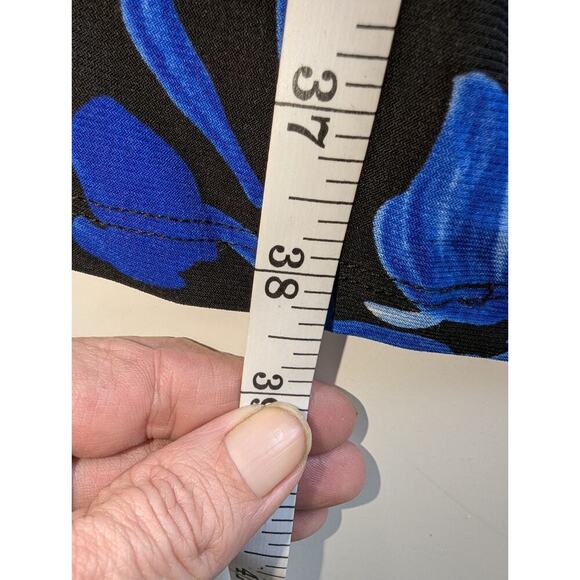 American Living Women Dress Sheath Blue Navy Size 14 Floral Faux Wrap 90s Y2K - Picture 4 of 7